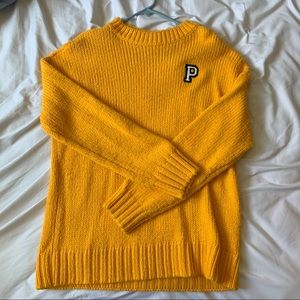 Victoria Secret PINK yellow fuzzy knit sweater
